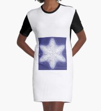 Blue, star-shaped, six-beam spiral Graphic T-Shirt Dress
