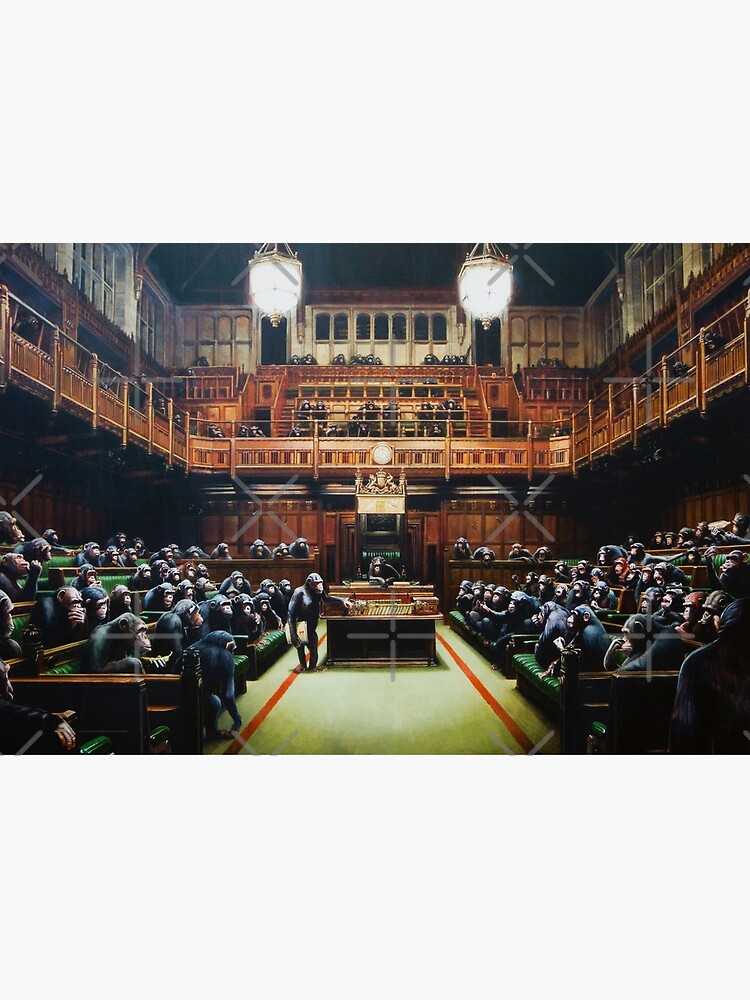 Thumbnail 2 of 2, Jigsaw Puzzle, Parliament Of Monkeys - Banksy Painting designed and sold by Teecha.