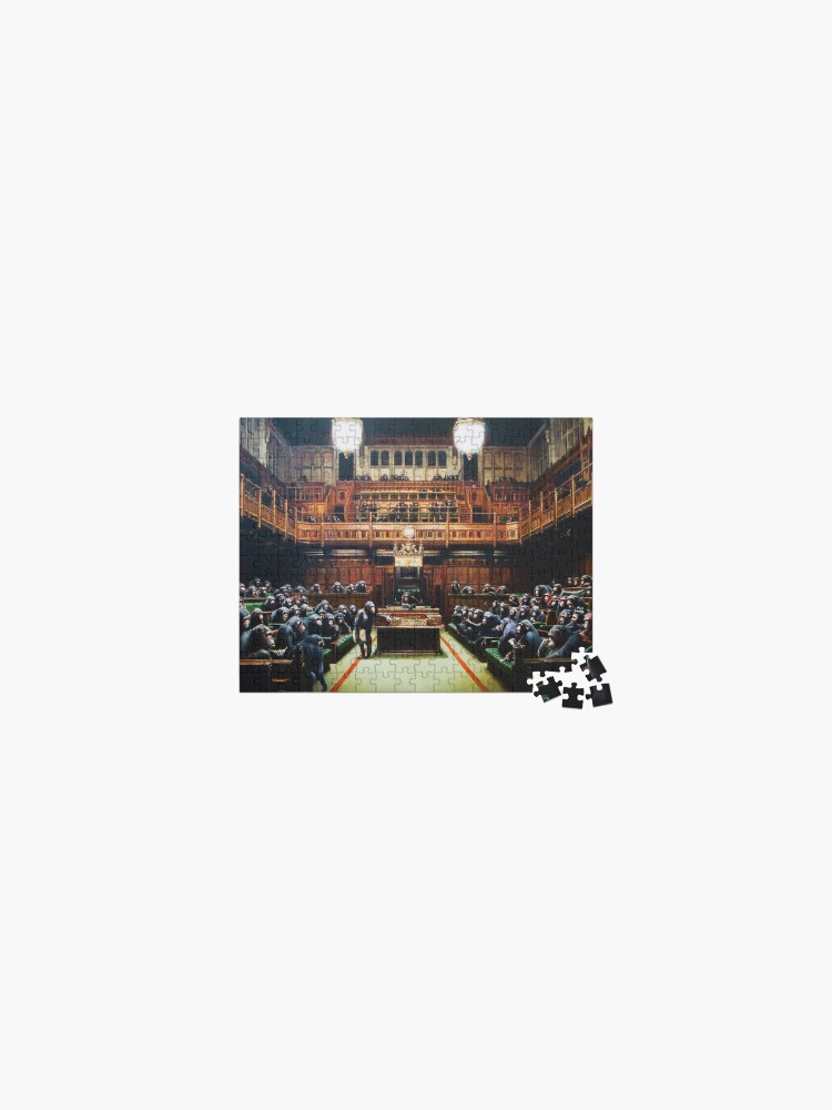 Thumbnail 1 of 2, Jigsaw Puzzle, Parliament Of Monkeys - Banksy Painting designed and sold by Teecha.