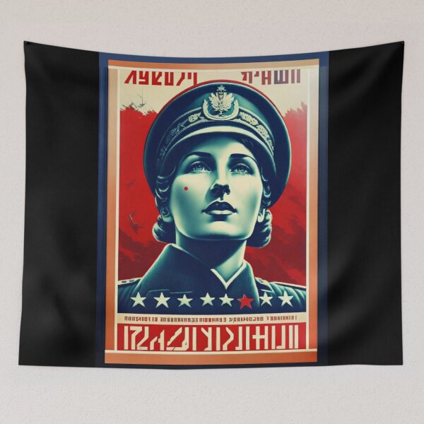 Item preview, Spoof WWII Russian War Poster with Female Soldier designed and sold by KALEIDOSCOPE UK.