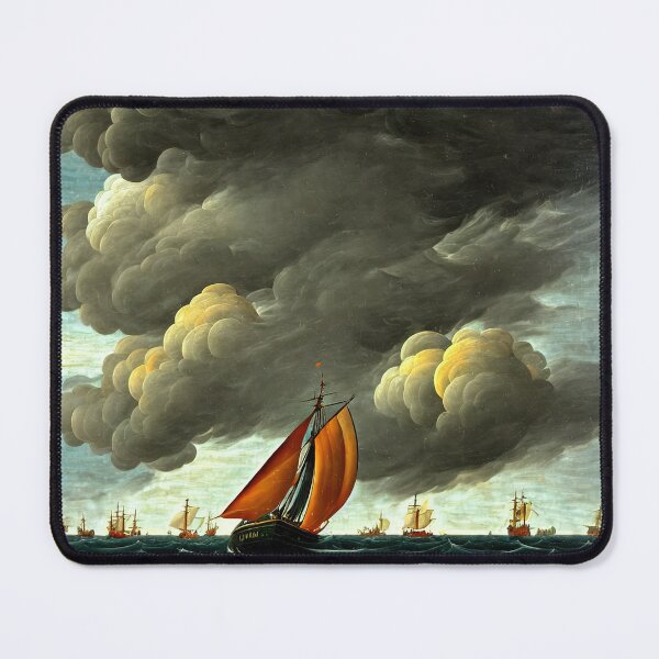 Item preview, Throw Pillow With Sailing Boats in A Rough Sea - Seascape Theme designed and sold by Sowari-Pillows.