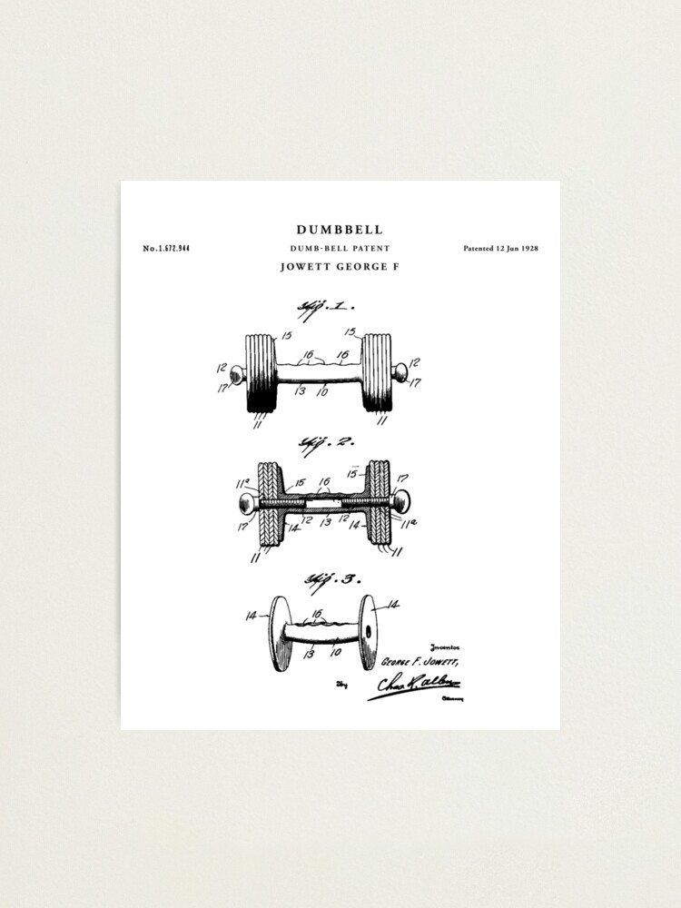 Dumbbell Patent Drawing Blueprint Photographic Print By Vintago