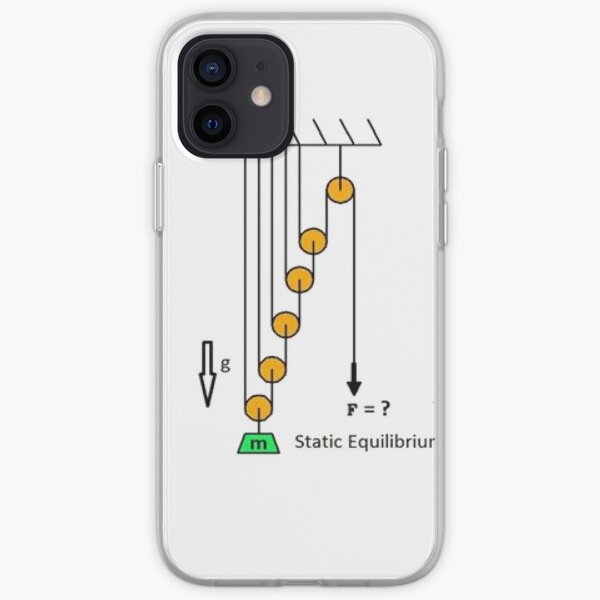 A physical problem with six pulleys, several ropes, one load, and one free end of the rope.  iPhone Soft Case