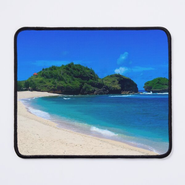 Item preview, Watu Karung lagoon sand beach with a boat and rock islands designed and sold by kall3bu.