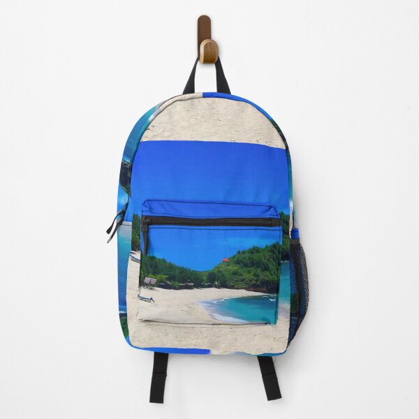 Item preview, Watu Karung lagoon sand beach with a boat and rock islands designed and sold by kall3bu.