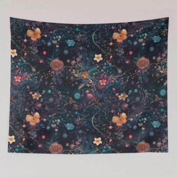 Item preview, Starlit Blossoms: Celestial Night Sky Meets Enchanted Garden designed and sold by arbaxas.