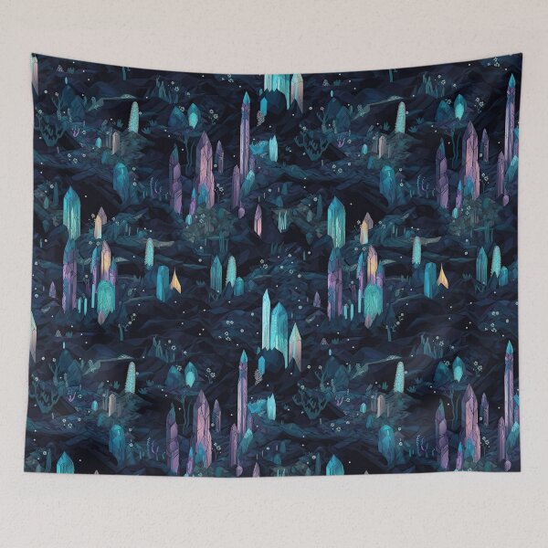 Item preview, Bioluminescent Cave Art - Glowing Stalactites Pattern designed and sold by arbaxas.