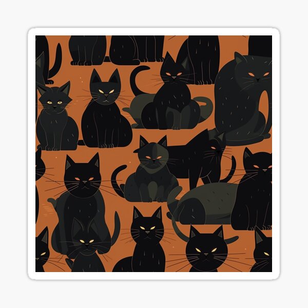 Set Of Black Cat Emoji Crazy Kitten With Different Emotions Angry