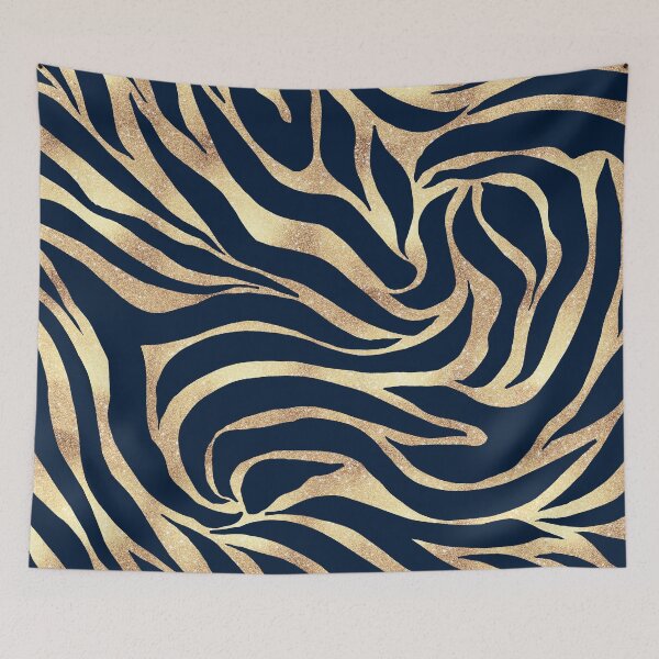 Item preview, Elegant Navy Blue Gold Zebra Print designed and sold by NdesignTrend.