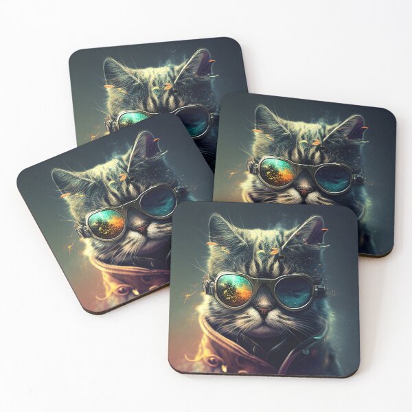 Item preview, Cat, Cool Cat, Cat with Glasses, Space, Future, Colourful designed and sold by Almondille.