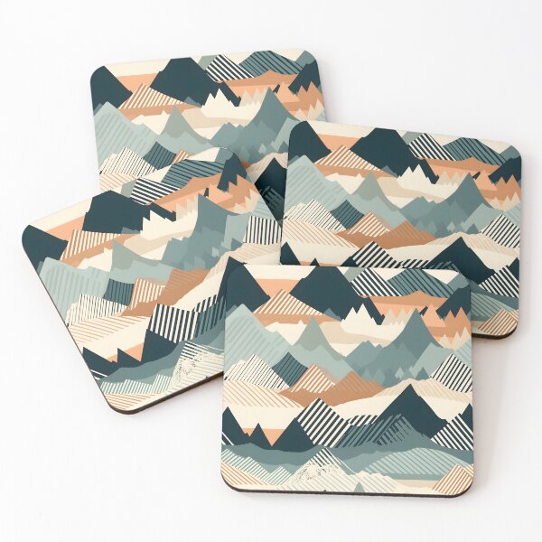 Item preview, Minimalistic boho mountain range pattern tile designed and sold by Kenneth Heiss.