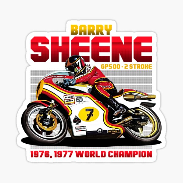 Barry Sheene Champion Motogp style rétro des années 70 Sticker