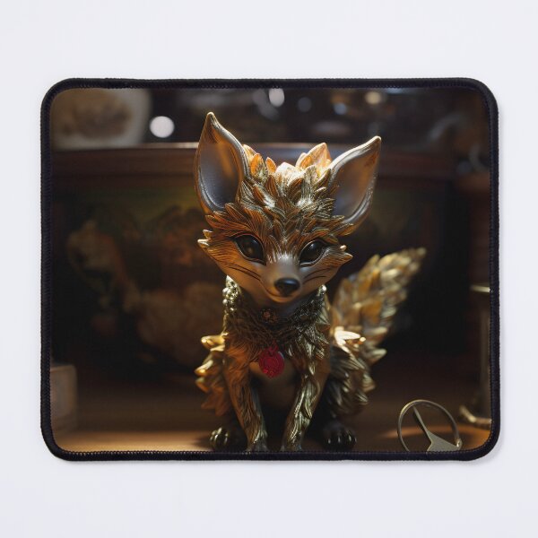 Item preview, Golden Japanese Nine-Tail Fox Statuette - Intriguing Antique Shop Find designed and sold by Digital Artifacts.