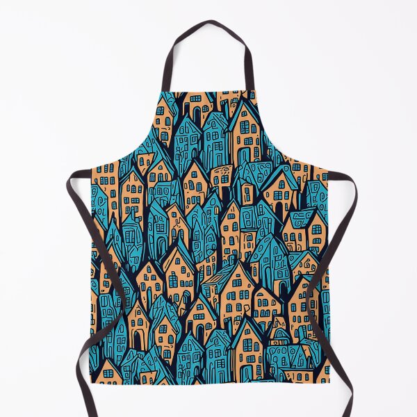 Item preview, Doodle houses seamless pattern. Blue and brown collors designed and sold by evk-art.