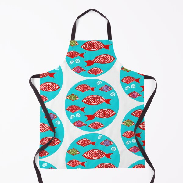 Item preview, Round red Japanese fish on blue water circle designed and sold by McCallnWaldo.
