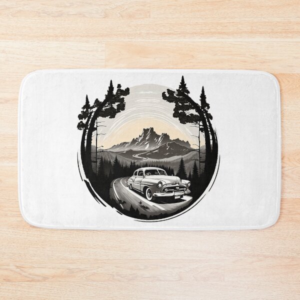 Item preview, White classic car cruising along the mountain road designed and sold by Xiangster987.