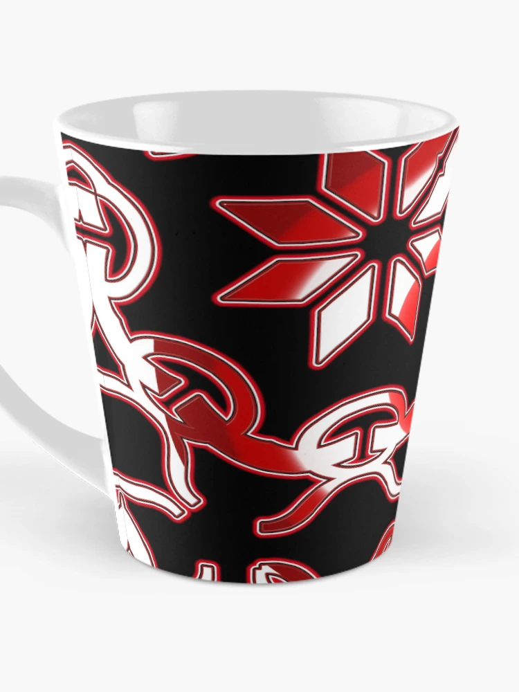 Thumbnail 3 of 4, Coffee Mug, *Funny Unique Geometric Abstract Red White Rabbit Pattern* designed and sold by Ralek.