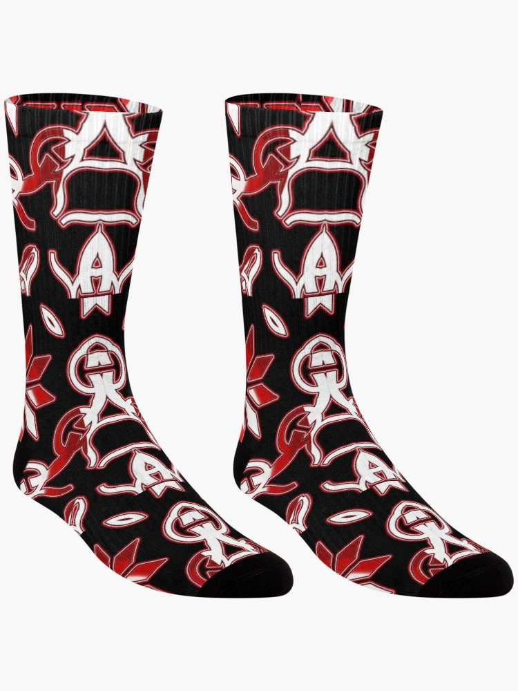 Thumbnail 3 of 5, Socks, *Funny Unique Geometric Abstract Red White Rabbit Pattern* designed and sold by Ralek.