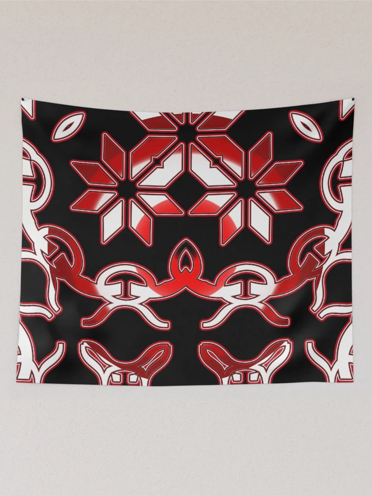 Thumbnail 2 of 3, Tapestry, *Funny Unique Geometric Abstract Red White Rabbit Pattern* designed and sold by Ralek.