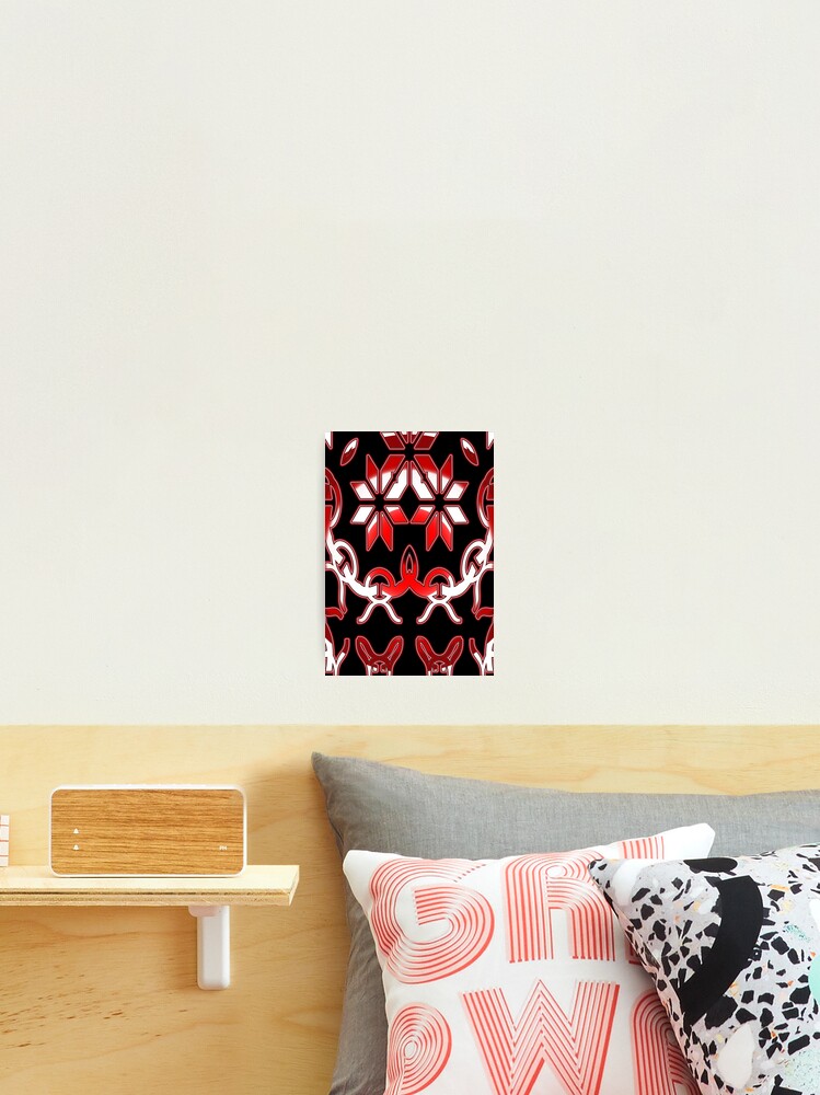 Thumbnail 2 of 3, Photographic Print, *Funny Unique Geometric Abstract Red White Rabbit Pattern* designed and sold by Ralek.
