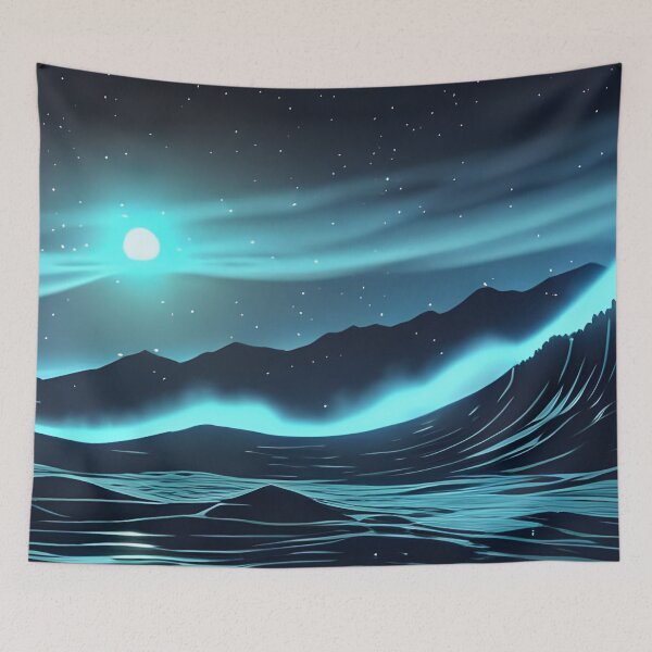 Item preview, Bioluminescent Waves, ink drawing, Ai Generated Art  designed and sold by ACC .