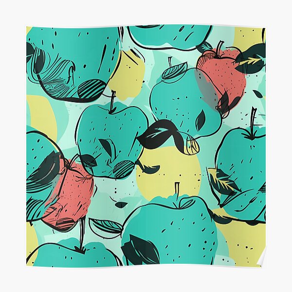 Fantastic apple pattern in a modern design Poster
