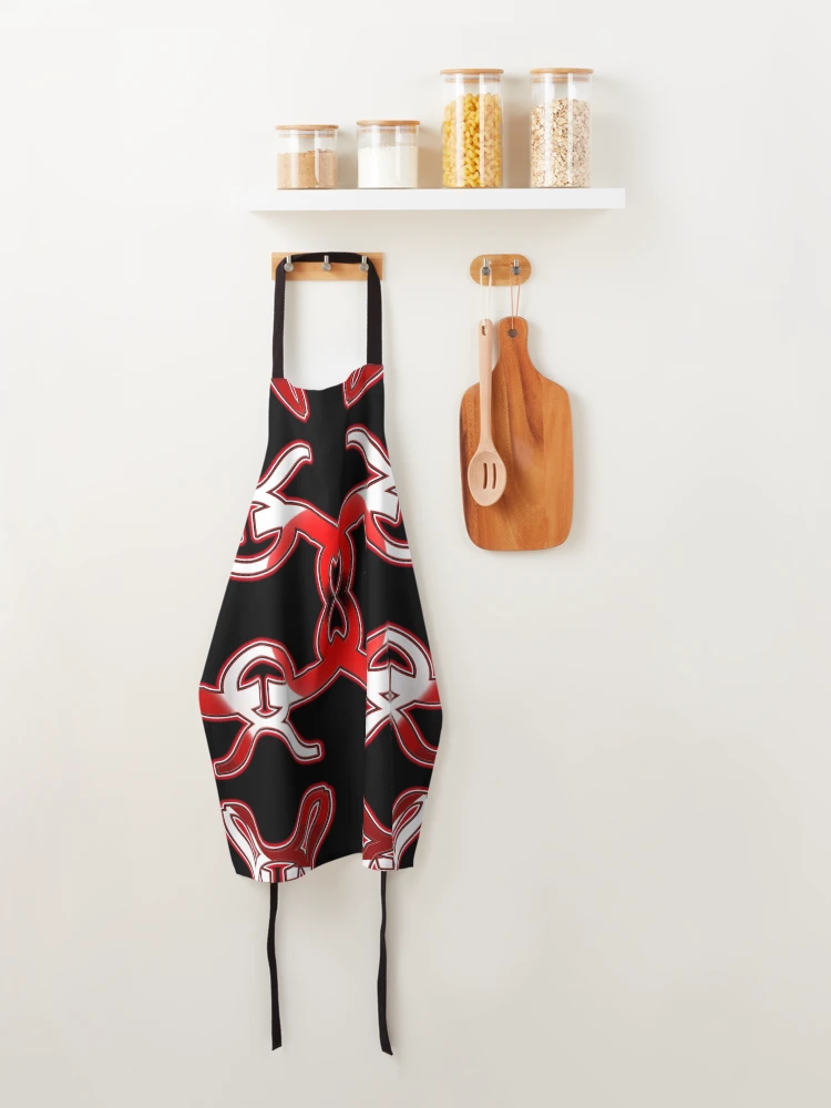 Thumbnail 4 of 6, Apron, *Funny Unique Geometric Abstract Red White Rabbit Pattern* designed and sold by Ralek.