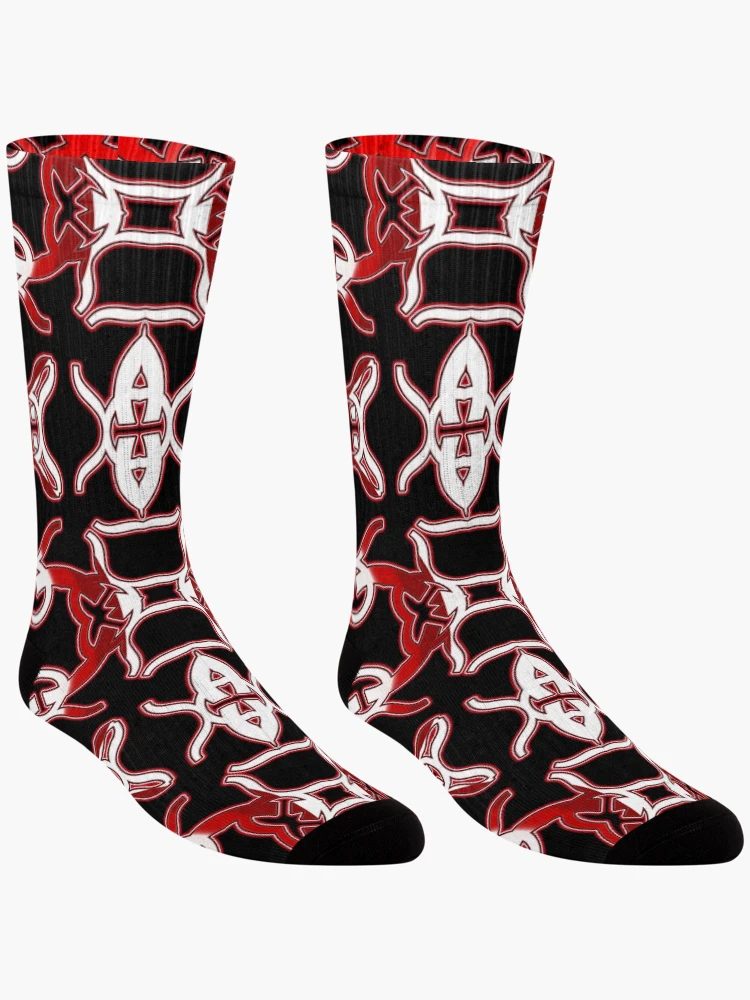 Thumbnail 3 of 5, Socks, *Funny Unique Geometric Abstract Red White Rabbit Pattern* designed and sold by Ralek.