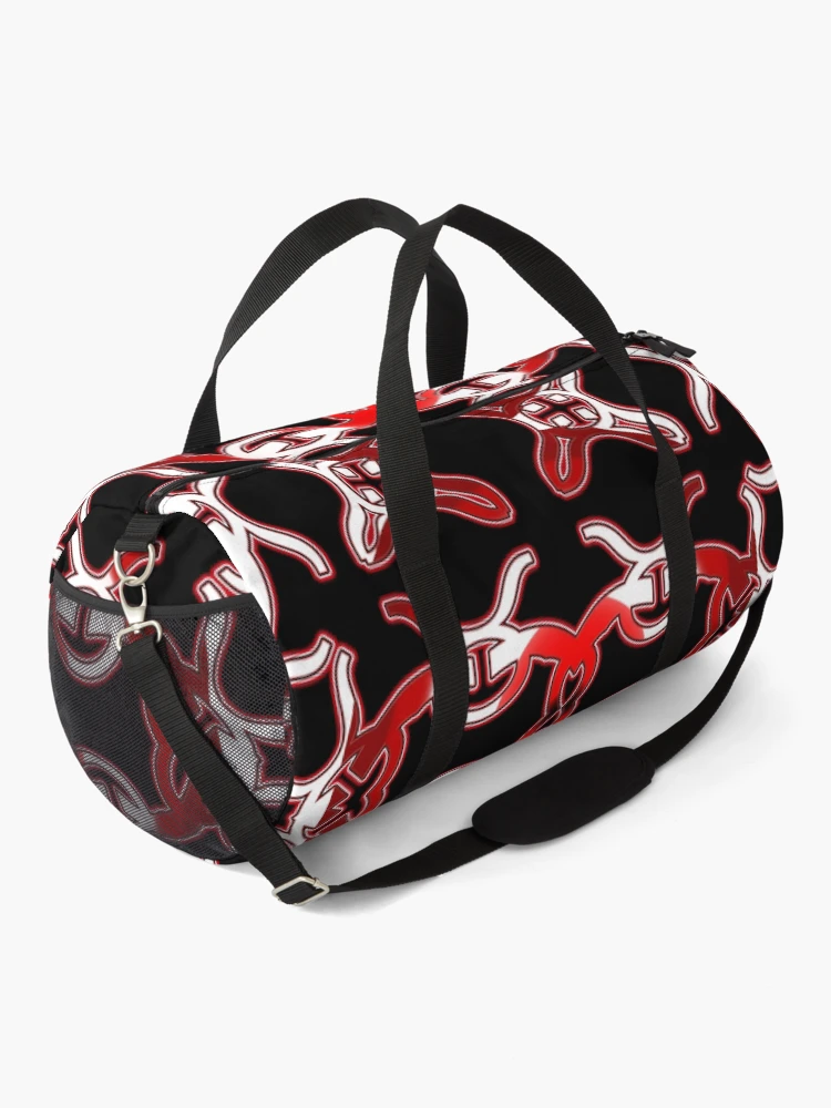 Thumbnail 2 of 3, Duffle Bag, *Funny Unique Geometric Abstract Red White Rabbit Pattern* designed and sold by Ralek.