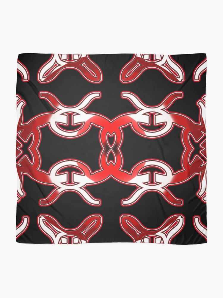 Thumbnail 2 of 3, Scarf, *Funny Unique Geometric Abstract Red White Rabbit Pattern* designed and sold by Ralek.