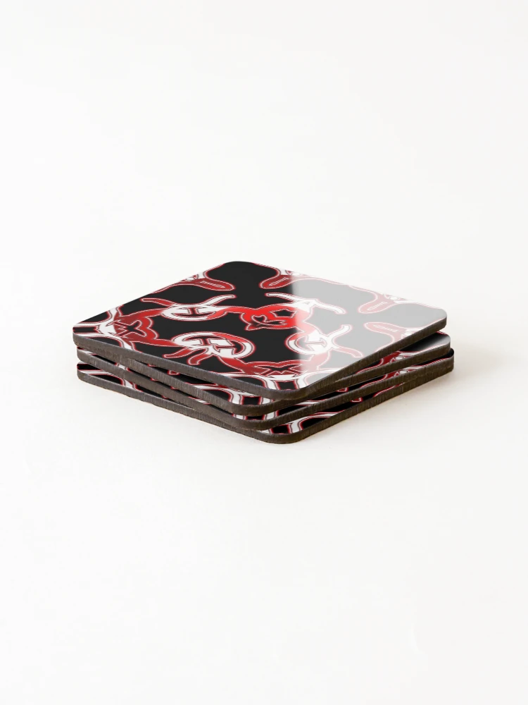 Thumbnail 4 of 5, Coasters (Set of 4), *Funny Unique Geometric Abstract Red White Rabbit Pattern* designed and sold by Ralek.