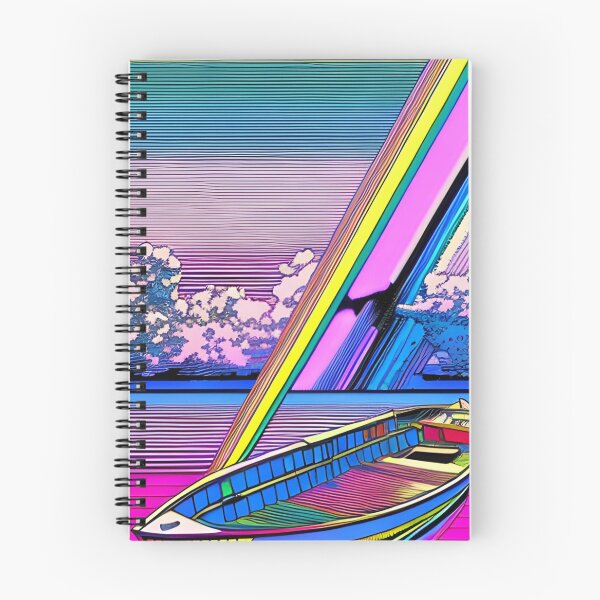 Item preview, Boat on a rainbow background in retro gaming style designed and sold by Curusnu.