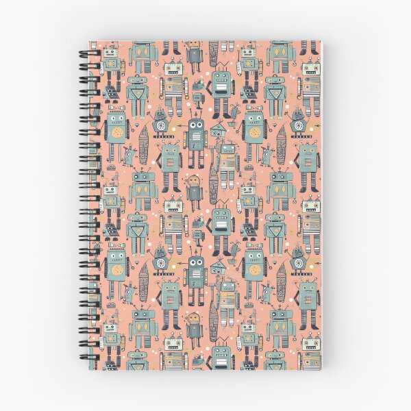 Item preview, Hand drawn robot pattern for your socks, phone case, books, and more designed and sold by Coded Canvas.