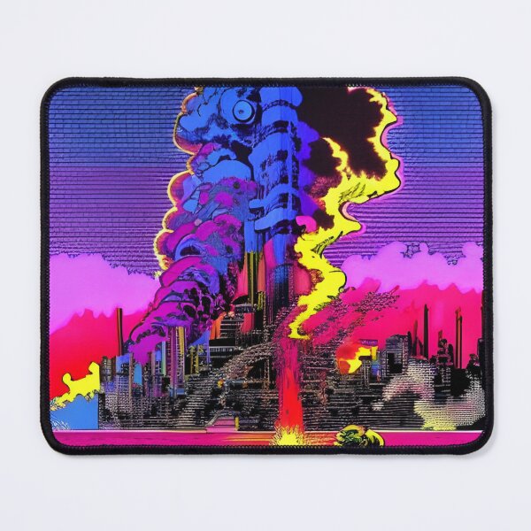 Item preview, Woman against the backdrop of a burning city in retro style designed and sold by Curusnu.