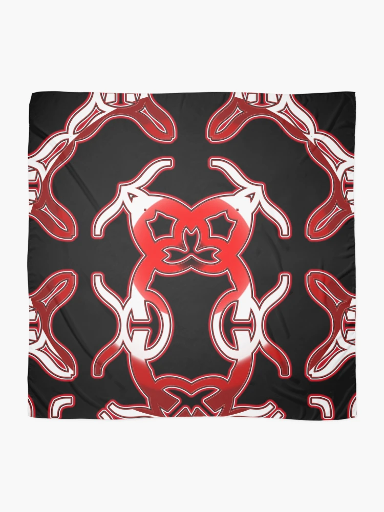Thumbnail 2 of 3, Scarf, *Funny Unique Geometric Abstract Red White Rabbit Pattern* designed and sold by Ralek.
