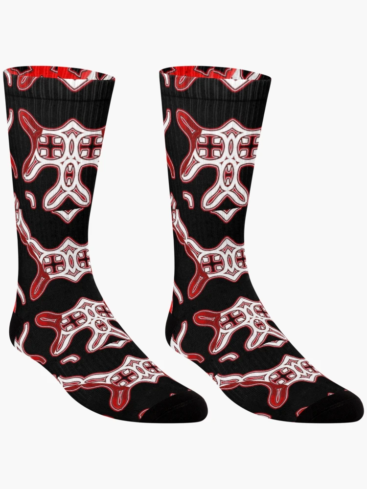 Thumbnail 3 of 5, Socks, *Funny Unique Geometric Abstract Red White Rabbit Pattern* designed and sold by Ralek.