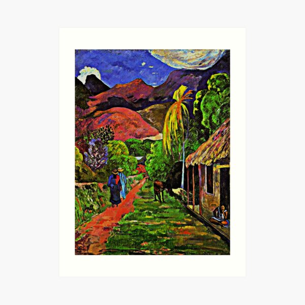 Gauguin - Road in Tahiti, famous painting Art Print