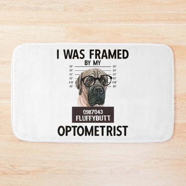 Item preview, English Mastiff With Glasses - I Was Framed Optometry Pun Quote designed and sold by Primroaddesigns.