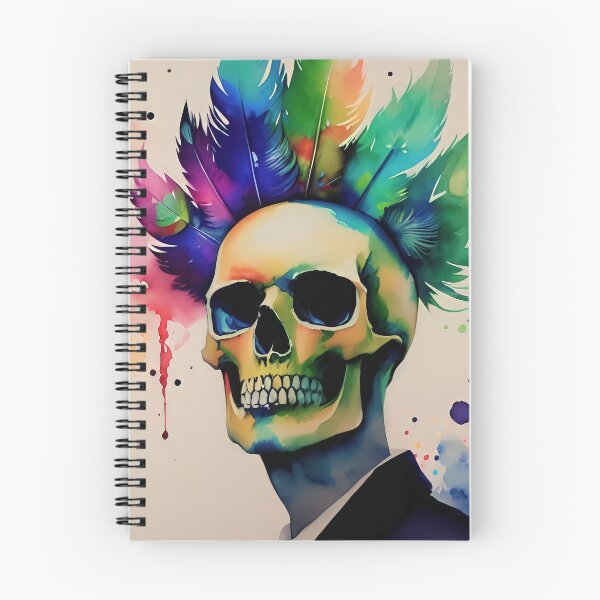 Item preview, Watercolor dripping feather rainbow skull skeleton  designed and sold by McCallnWaldo.