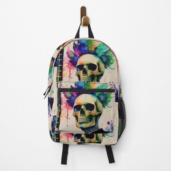 Item preview, Watercolor dripping feather rainbow skull skeleton  designed and sold by McCallnWaldo.
