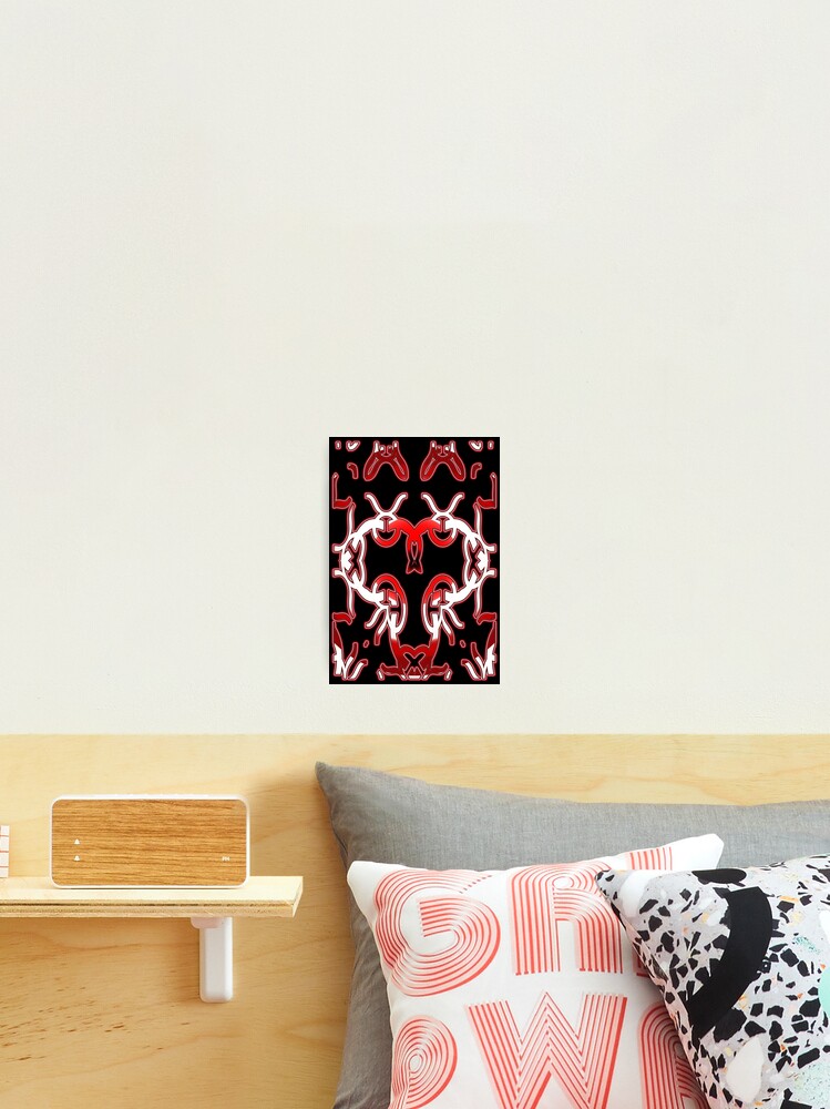 Thumbnail 2 of 3, Photographic Print, *Funny Unique Geometric Abstract Red White Rabbit Pattern* designed and sold by Ralek.