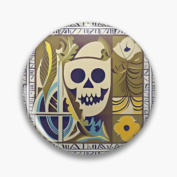 Item preview, Boho Muted colored skull skeleton flower tile (dingy green and yellow) designed and sold by McCallnWaldo.