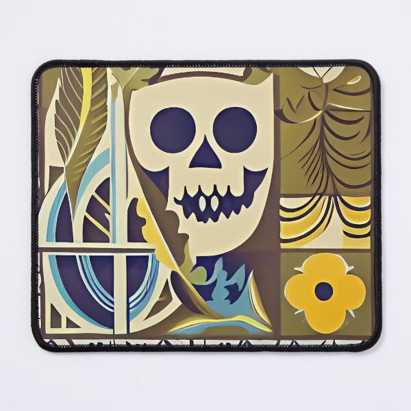 Item preview, Boho Muted colored skull skeleton flower tile (dingy green and yellow) designed and sold by McCallnWaldo.