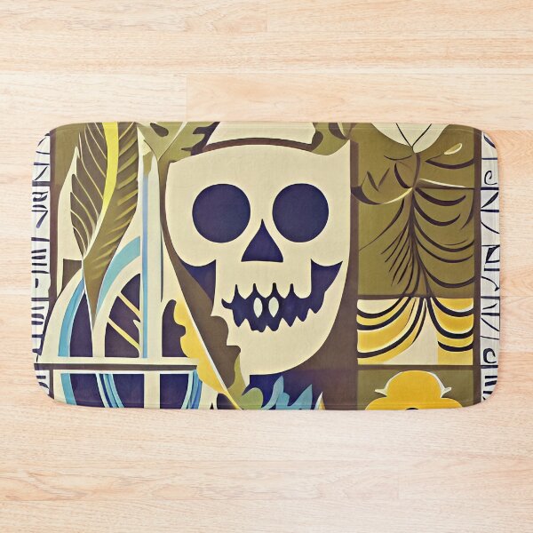 Item preview, Boho Muted colored skull skeleton flower tile (dingy green and yellow) designed and sold by McCallnWaldo.