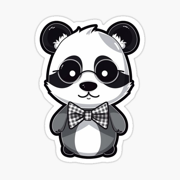 Panda With Glasses and a Bowtie Sticker