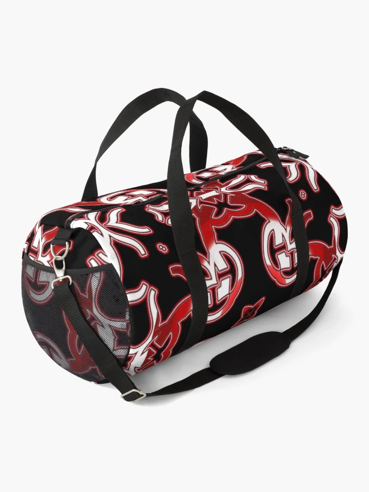 Thumbnail 2 of 3, Duffle Bag, *Funny Unique Geometric Abstract Red White Rabbit Pattern* designed and sold by Ralek.