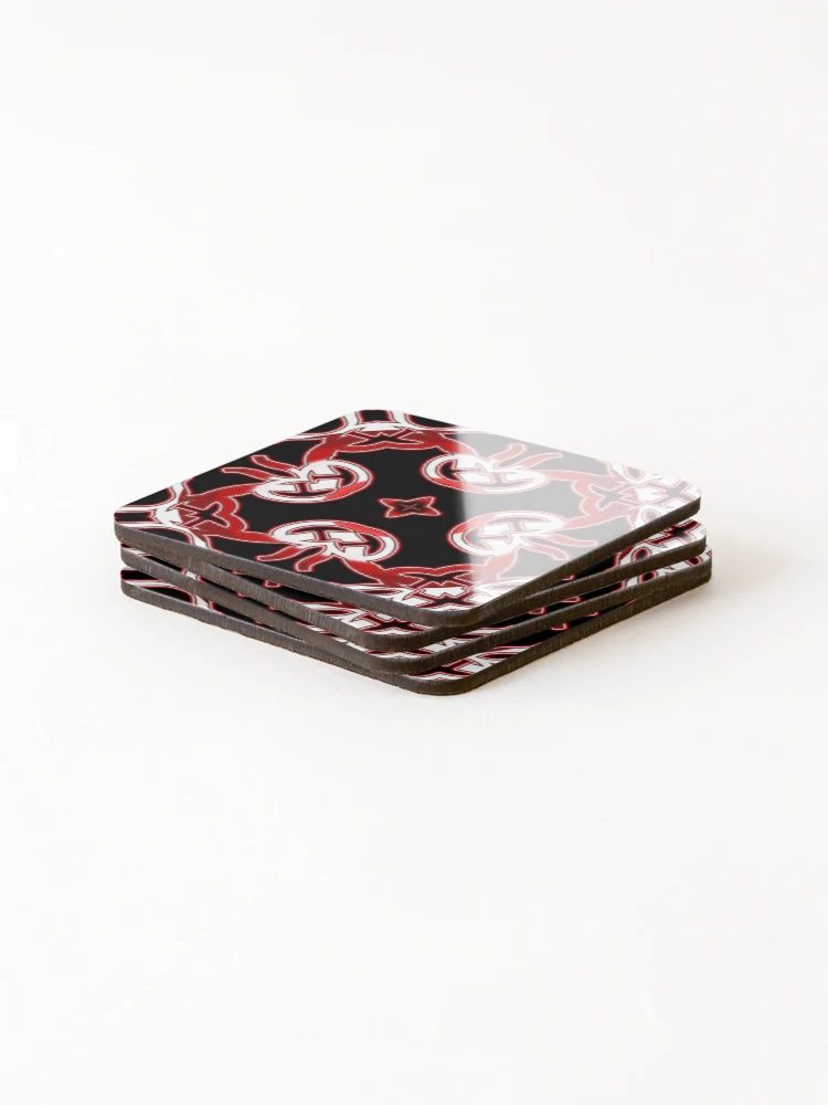 Thumbnail 4 of 5, Coasters (Set of 4), *Funny Unique Geometric Abstract Red White Rabbit Pattern* designed and sold by Ralek.
