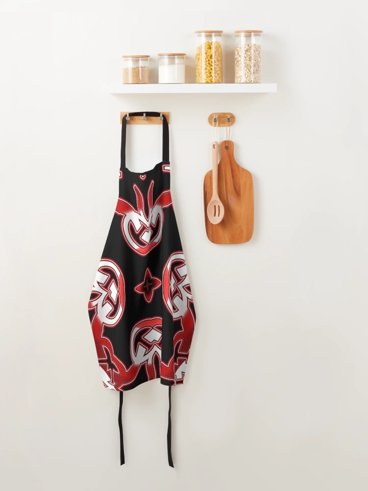 Thumbnail 4 of 6, Apron, *Funny Unique Geometric Abstract Red White Rabbit Pattern* designed and sold by Ralek.
