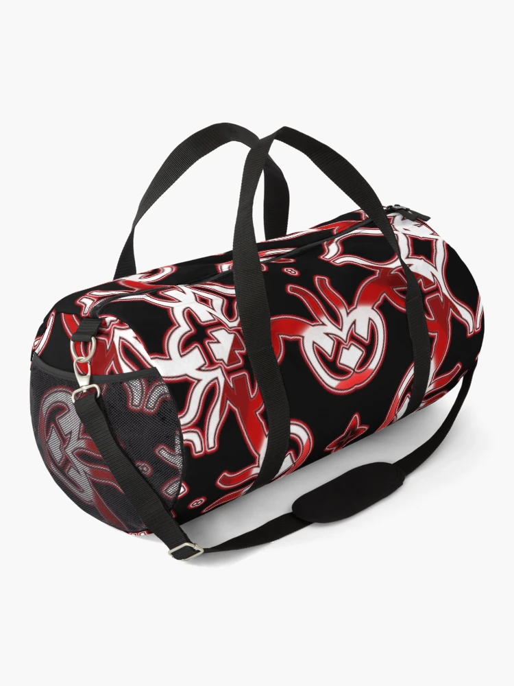 Thumbnail 2 of 3, Duffle Bag, *Funny Unique Geometric Abstract Red White Rabbit Pattern* designed and sold by Ralek.