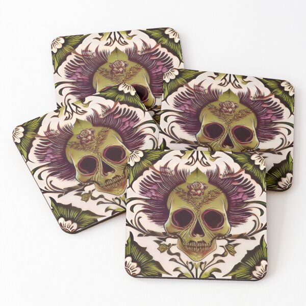 Item preview, Wicked Flower Skull Queen- leaf green and magenta designed and sold by McCallnWaldo.